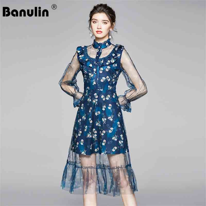 Banulin Summer Runway Flower Mesh Dress Women' Flare Sleeve Stand Floral Blue Stitching Office Work Party Dresses 210603, Mixed color
Banulin Summer Runway Flower Mesh Dress Women' Flare Sleeve Stand Floral Blue Stitching Office Work Party Dresses 210603, Mixed color