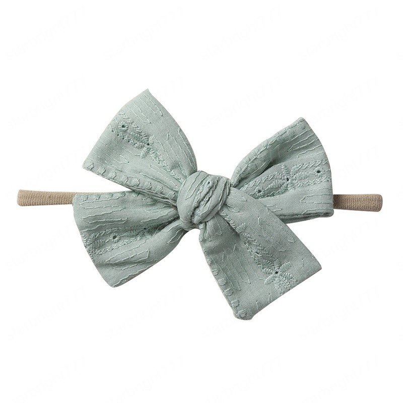 Fashion Embroidered Cotton Bowknot Headband Toddler Cute Handmade Bows Nylon Hairband Hair Accessories Photography Props