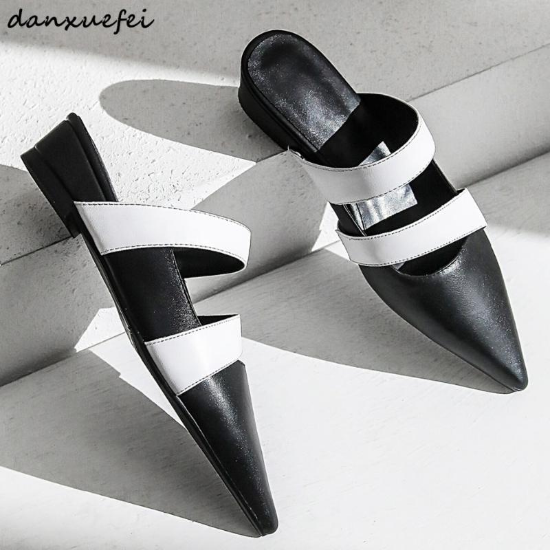 Women's Genuine Leather Flats Sandals Pointed Toe Summer Slides High Quality Hollow-out Fashion Mules Shoes For Women Sandalias, Black
Women's Genuine Leather Flats Sandals Pointed Toe Summer Slides High Quality Hollow-out Fashion Mules Shoes For Women Sandalias, Black