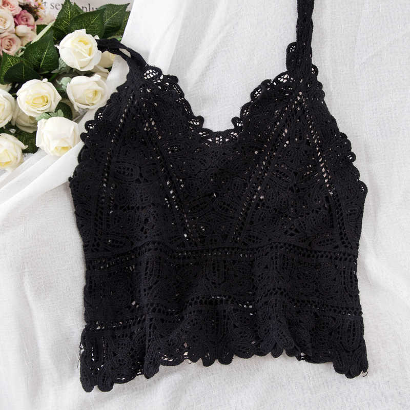 Summer Sweet Short Style Lace Vest crop top Women Hollow Out Fashion Camis Vacation Beach Knitted LooseTop Womens Sexy Tank Tops 210625