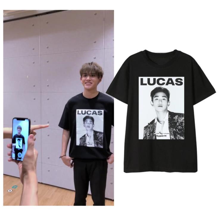 Kpop superM member name/photo printing o neck short sleeve t shirt summer style k-pop unisex black t-shirt 210406