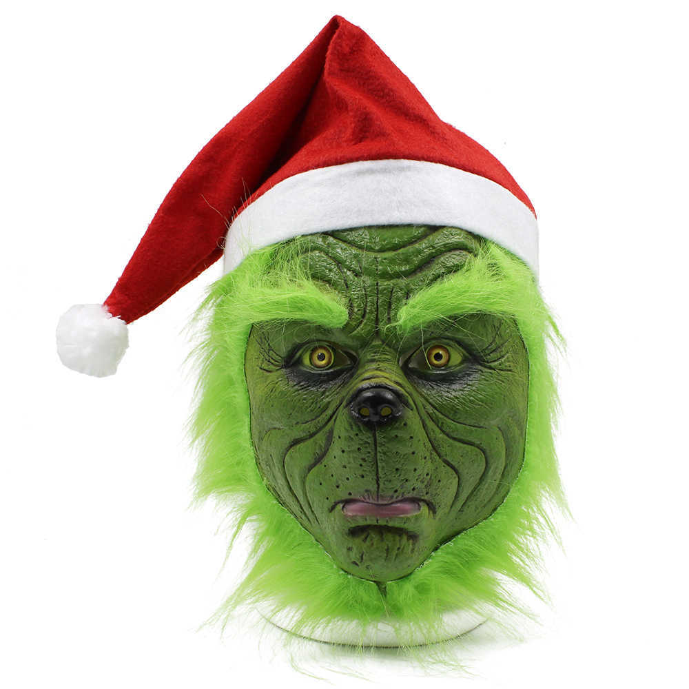 Santa Grinch Cosplay Mask Christmas Latex Masks Gloves Prop Halloween X08032132822242J