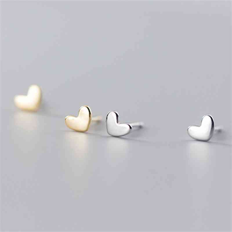 WANTME Trendy Minimalist Real 100% 925 Sterling Silver Mini Small Love Heart Stud Earrings for Women Student Teen Jewelry Gift 210507