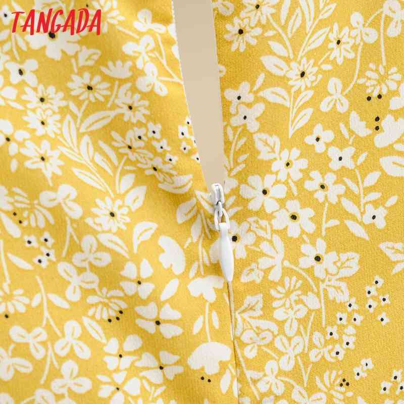 Women Summer Flowers Print V Neck Short Sleeve Ladies Midi Dress 1F92 210416