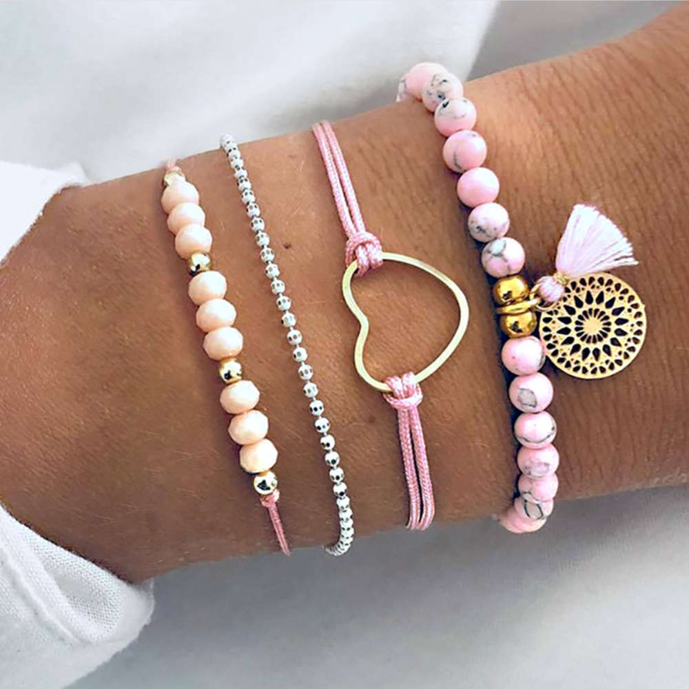 ins wind woven bead chain love boat anchor tassel bracelet women's handmade beaded color contrast suit four piece set, Black
ins wind woven bead chain love boat anchor tassel bracelet women's handmade beaded color contrast suit four piece set, Black