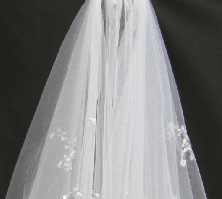 New Wedding Accessories White/Ivory Fashion Veil Ribbon Edge Short Two Layer Bridal Veils With Comb High QualityCCW0014