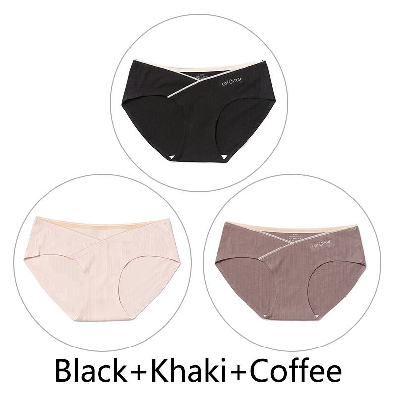 3Pcs M-4XL Low Waist Pregnant Women Panties Seamless Cotton Briefs V-shaped Belly Support Underwear Maternity Lingerie Big Size Women's