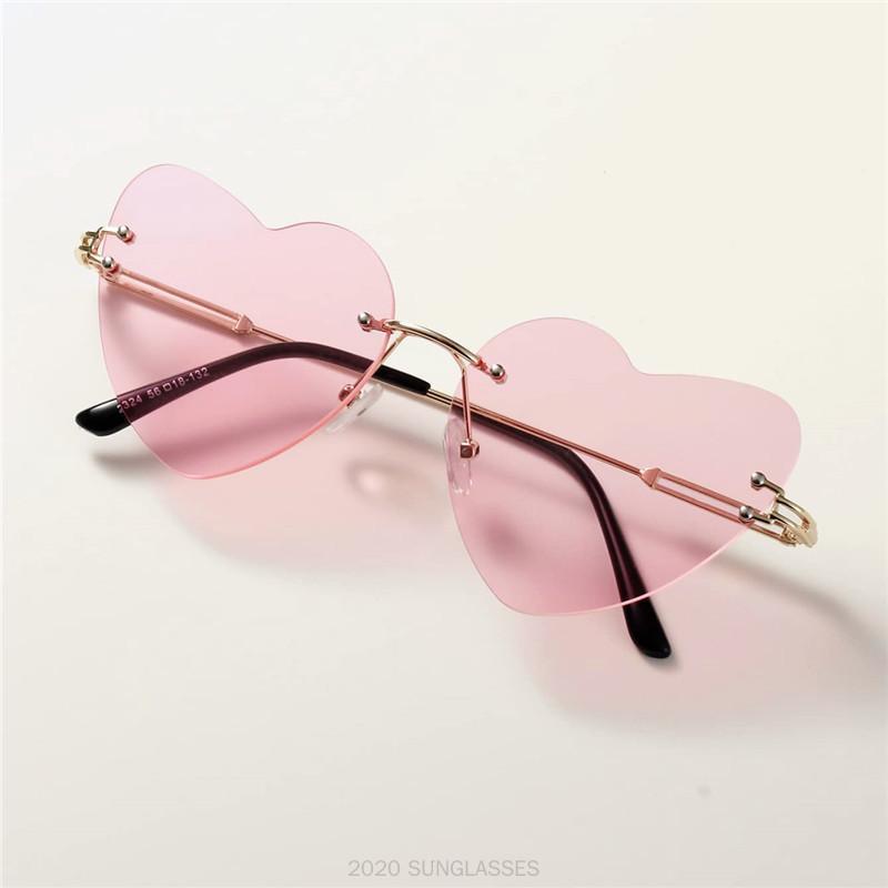 Sunglasses Rimless Women Heart Love Sun Glasses Shades Small Sunglass Ladies Cute To Eyewear FML