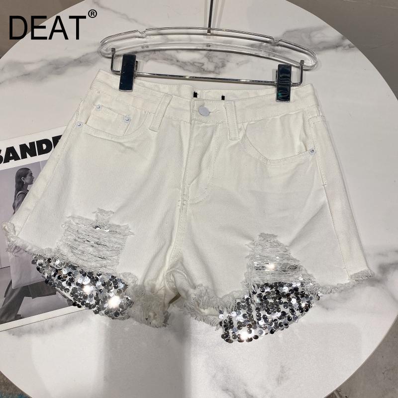 Women Sequins Hole Burrs Asymmetrical Denim Shorts Arrivals High Waist Temperament Fashion Spring Summer 11D484 210525, White
Women Sequins Hole Burrs Asymmetrical Denim Shorts Arrivals High Waist Temperament Fashion Spring Summer 11D484 210525, White
