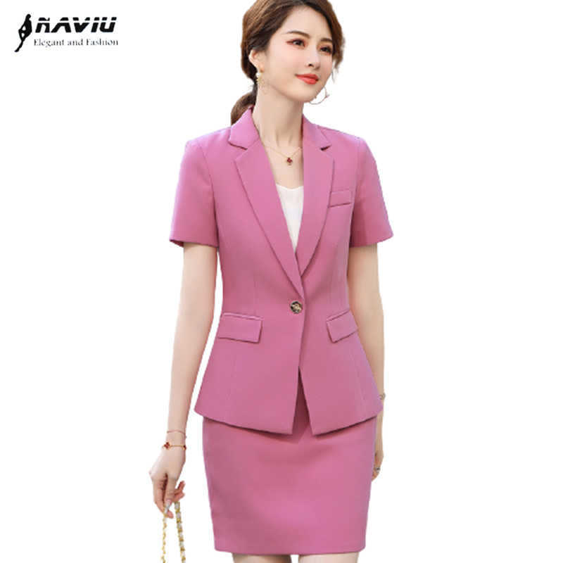 Pink Suit Summer Short Sleeve Business Temperament High End Formal Blazer And Skirt Office Ladies Work Wear 210604, Pink coat and skirt
Pink Suit Summer Short Sleeve Business Temperament High End Formal Blazer And Skirt Office Ladies Work Wear 210604, Pink coat and skirt