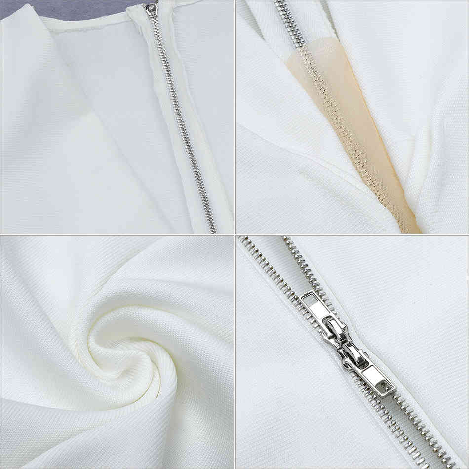 Autumn Women Long Sleeve Bodycon Bandage Mini Dress Sexy V Neck White Club Celebrity Evening Runway Party Dresses 210423