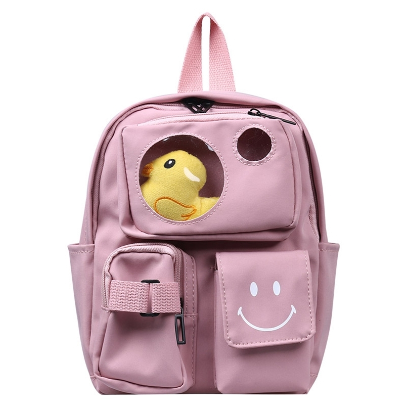 Canvas Children Backpacks Kids Kindergarten School Bags Cartoon Duck Book Bags for Baby Girls Boys Waterproof Toddler Backpack 210809