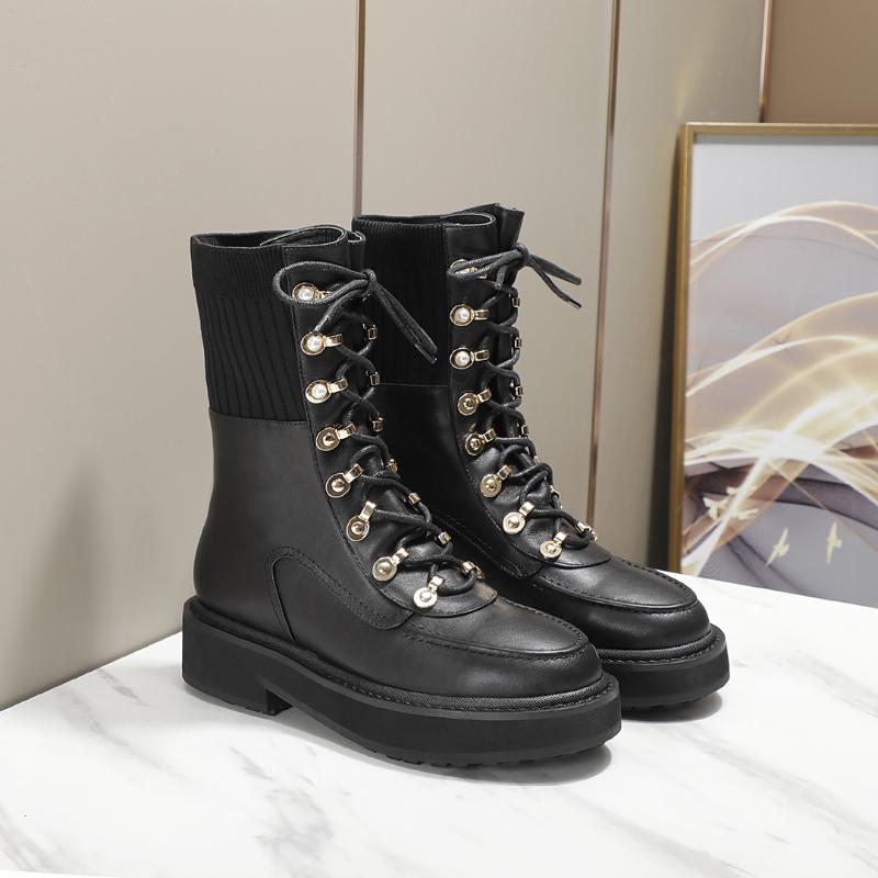 Boots Women Shoes Round Toe Mid Heels Lace Up Genuine Leather Splicing Kniting Pearl Metal Platform Zapatos De Mujer, As pic
Boots Women Shoes Round Toe Mid Heels Lace Up Genuine Leather Splicing Kniting Pearl Metal Platform Zapatos De Mujer, As pic