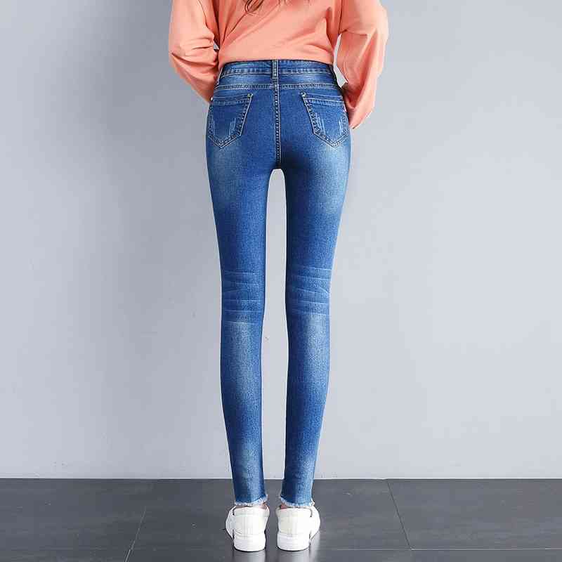 Jeans Woman Stretch Skinny With High Waist Women Washed Denim Ladies Elastic Pencil Pants 210515