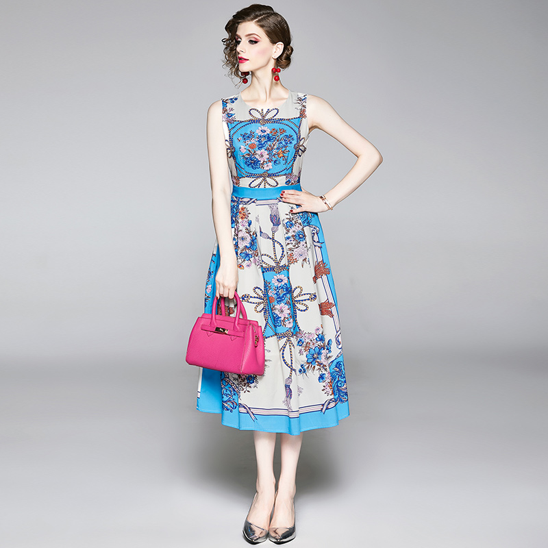High-end Summer Printed Dress Temperament Elegant Women Vest Dress Fashion Elegant Lady Dresses Boutique Dress, Multi
High-end Summer Printed Dress Temperament Elegant Women Vest Dress Fashion Elegant Lady Dresses Boutique Dress, Multi