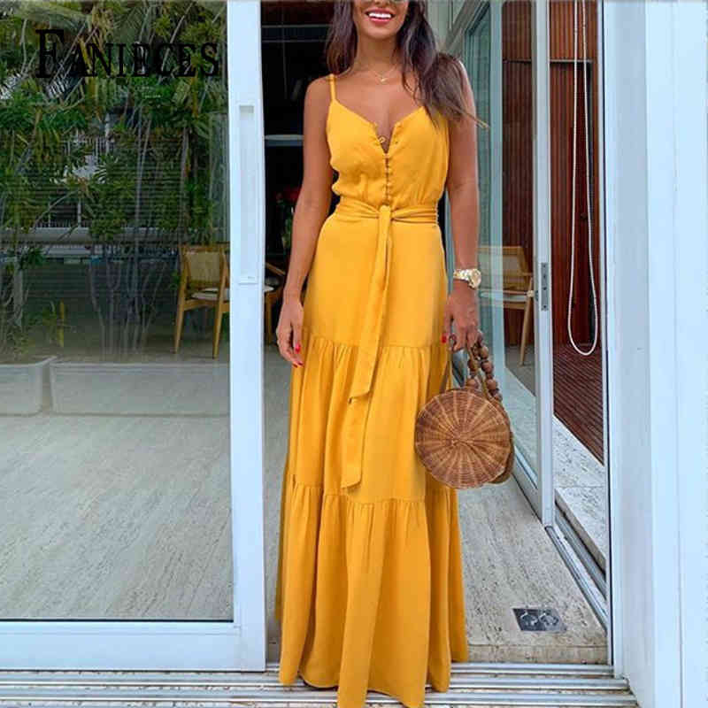 Women' Sling Long Floor-Lengt Dresses arrival Summer Solid yellow green V-Neck Sleeveless Party Maxi Dress Casual Sundress 210520, White
Women' Sling Long Floor-Lengt Dresses arrival Summer Solid yellow green V-Neck Sleeveless Party Maxi Dress Casual Sundress 210520, White