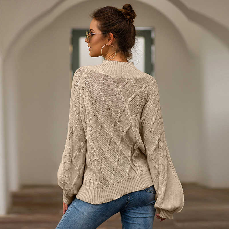 Ly Varey Lin Autumn Winter Turtleneck Knitted Sweater Woolen Pullovers Women Loose Casual Female Warm Knitting Jumper 210526