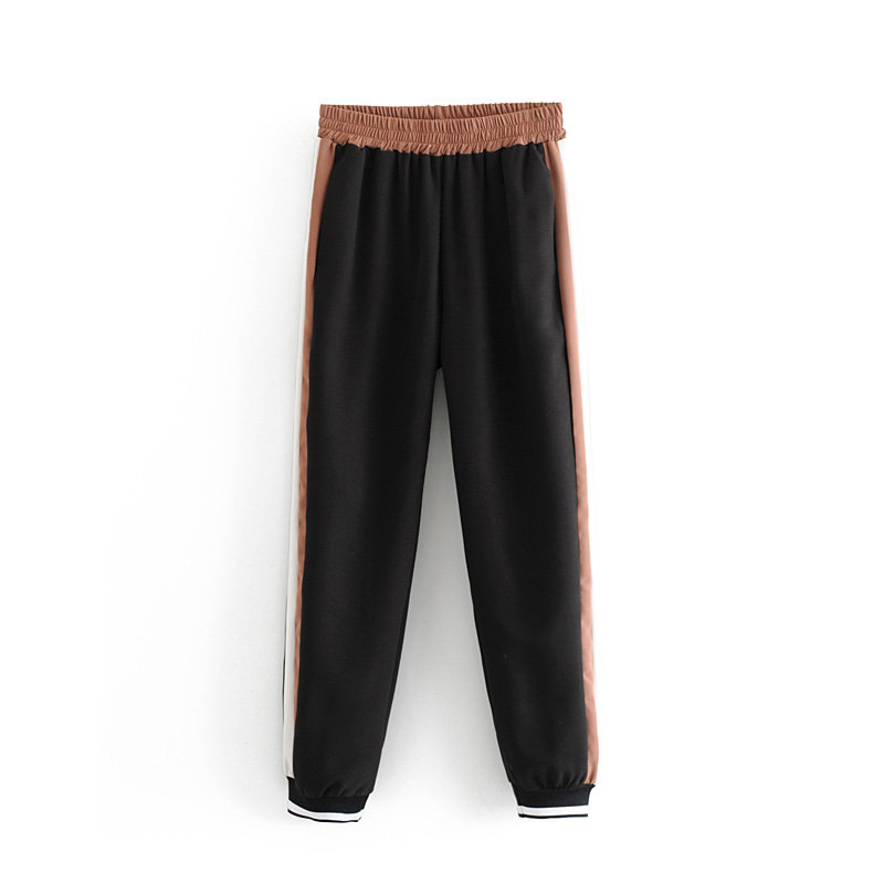 Wome Patchwork Two Piece Set Outfit Spring-Autumn Khaki Hooded Bomber Jacket Ladies Joggers Girls Loose Hoodies 210421