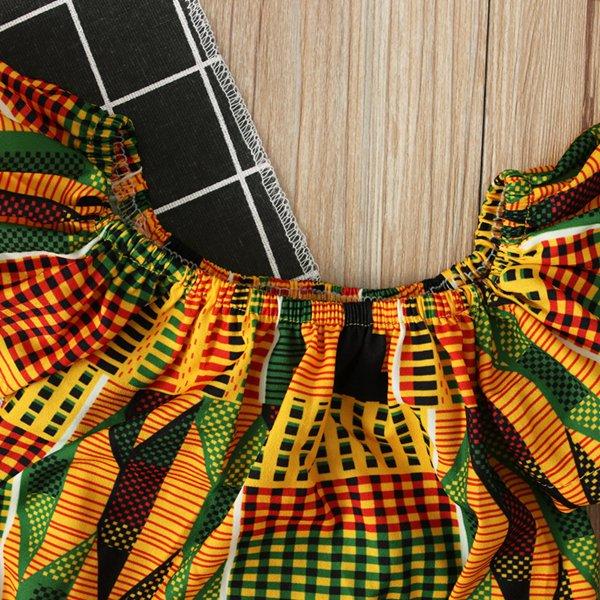 2022 summer toddler girls off the shoulder rompers baby infant african print jumpsuits + headbands bohemian style kids boutique