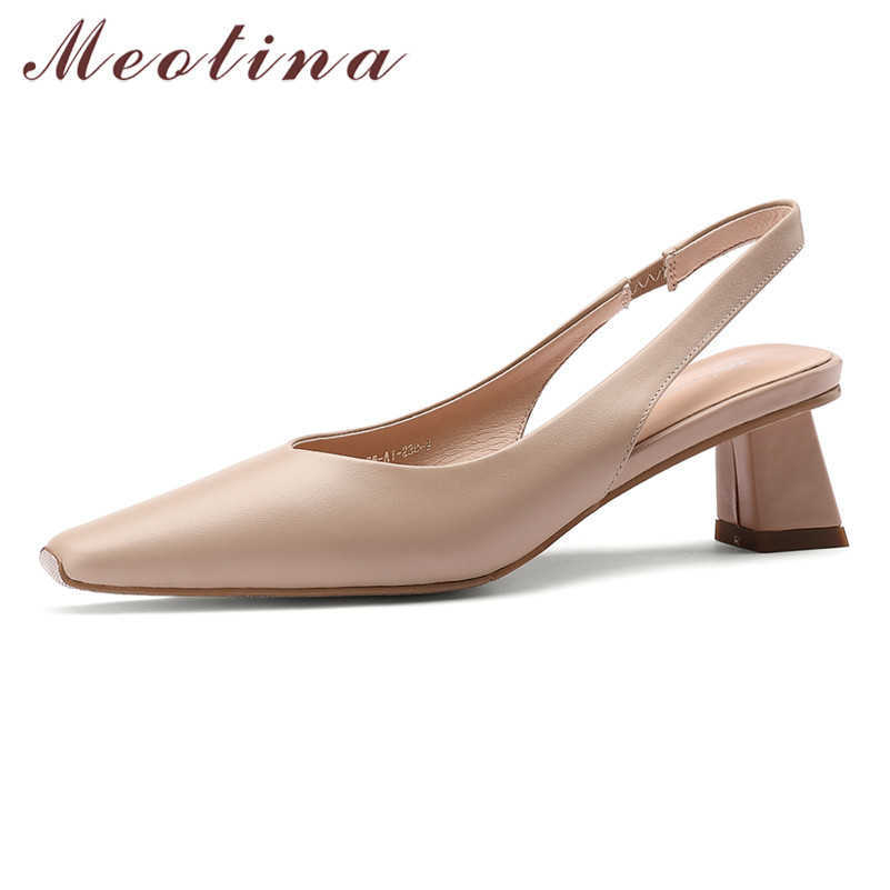 Meotina Pumps Women Genuine Leather Mid Heel Slingbacks Shoes Square Toe Block Heels Dress Footwear Female Autumn White Apricot 210608, Black
Meotina Pumps Women Genuine Leather Mid Heel Slingbacks Shoes Square Toe Block Heels Dress Footwear Female Autumn White Apricot 210608, Black