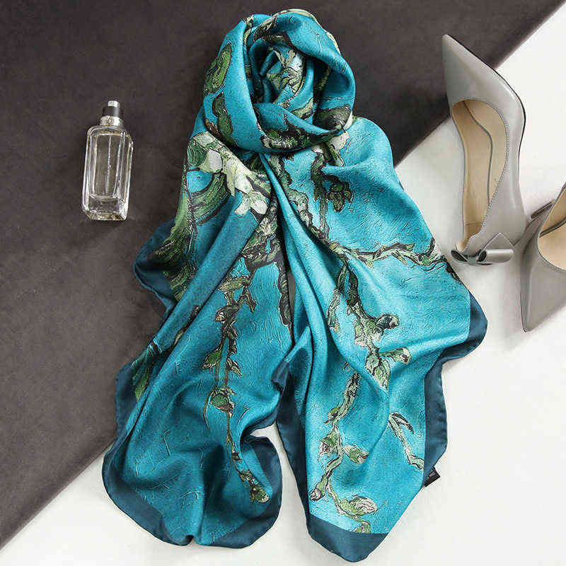 Spain Luxury Silk Scarf Women Designer Van Gogh Oil Painting Floral Silk Shawls Pashmina Ladies Wraps Scarves Foulard New Hijab Y1108
Spain Luxury Silk Scarf Women Designer Van Gogh Oil Painting Floral Silk Shawls Pashmina Ladies Wraps Scarves Foulard New Hijab Y1108