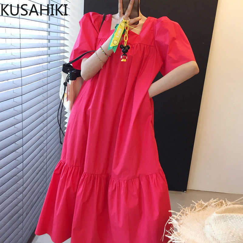 KUSAHIKI Causal Pockets Woman Dress Korean Chic Square Collar Puff Sleeve Dresses Ruffle Patchwork A-line Vestidos Femme 6J685 210602, Red
KUSAHIKI Causal Pockets Woman Dress Korean Chic Square Collar Puff Sleeve Dresses Ruffle Patchwork A-line Vestidos Femme 6J685 210602, Red
