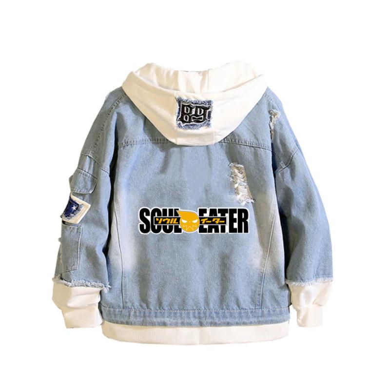 Men's Hoodies & Sweatshirts Anime Soul Eater Coat Teens Cowboy Cosplay Jacket Men Women Casual Denim Hooded Loose Car