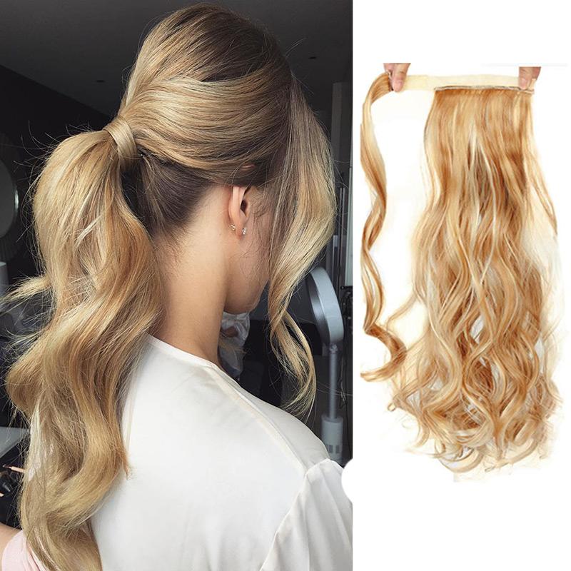 Synthetic Wigs MSTN Chip In Ponytail Long Straight/Curly Hair Wrap Around Clip Pony Tail women wigs