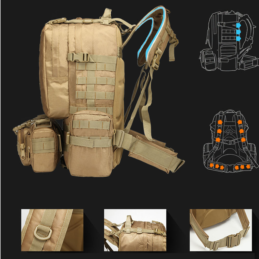 Waterproof Tactical Backpack Hiking Backpack Sports Bag 50L 9L Outdoor Backpack Molle Rucksack Camping For Travel