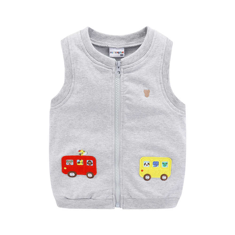 Mudkingdom Girl Boy Vest Jacket Cartoon Zip Up Sleeveless Jackets for Kids Spring Outerwear Cute Children Clothes Autumn 210615