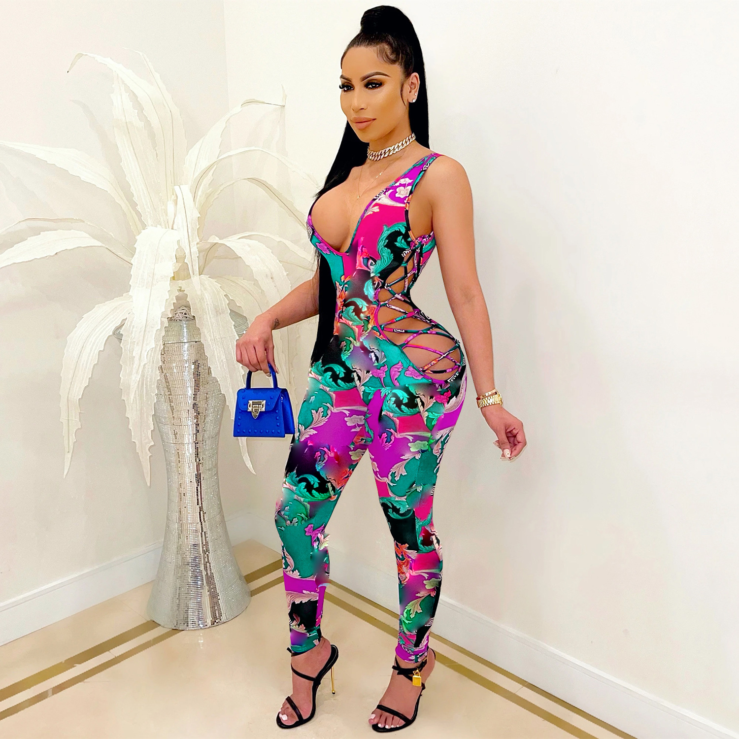 2021 Ins Internet Celebrity Famous Jumpsuits Print Spaghetti Strap Summer Sexy Club Bodycon Rompers, Sky blue
2021 Ins Internet Celebrity Famous Jumpsuits Print Spaghetti Strap Summer Sexy Club Bodycon Rompers, Sky blue