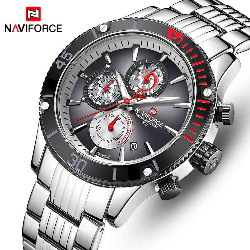 NAVIFORCE Mens Watches Top Luxury Brand Sport Quartz Wrist Watch Men Stainless Steel Waterproof Male Clock Relogio Masculino 210517, Silver black
NAVIFORCE Mens Watches Top Luxury Brand Sport Quartz Wrist Watch Men Stainless Steel Waterproof Male Clock Relogio Masculino 210517, Silver black