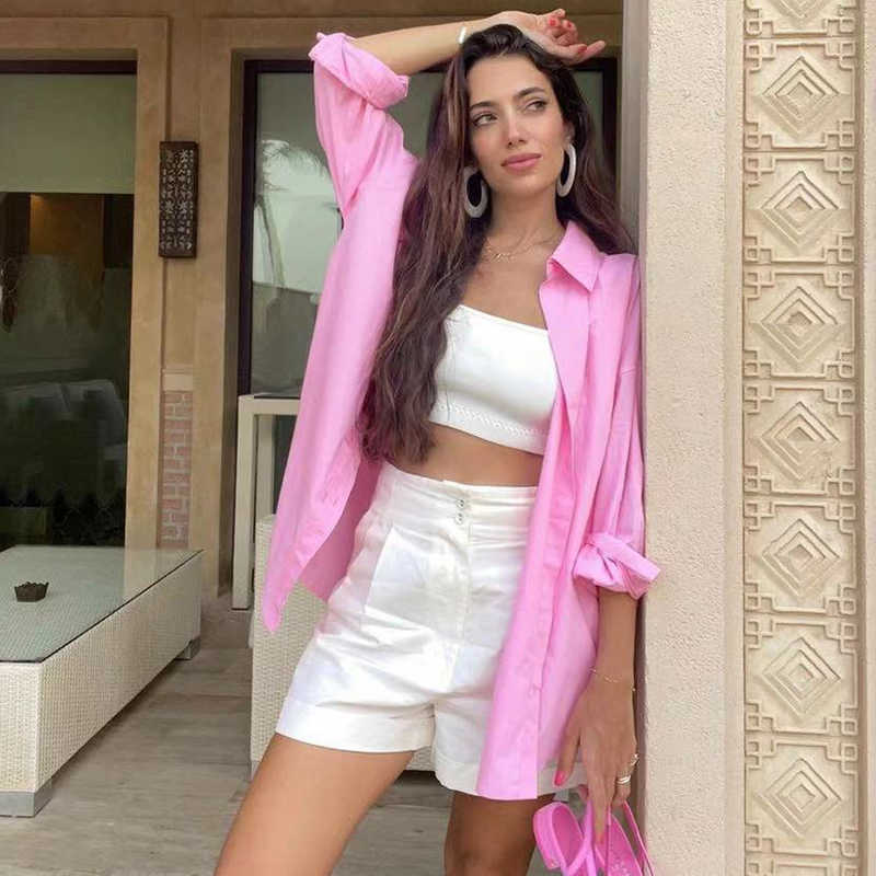 Vintage Women Turn Down Collar Shirts Spring-Autumn Office Ladies Short Front Back Long Shirt Casaul Girls Chic Tops 210527