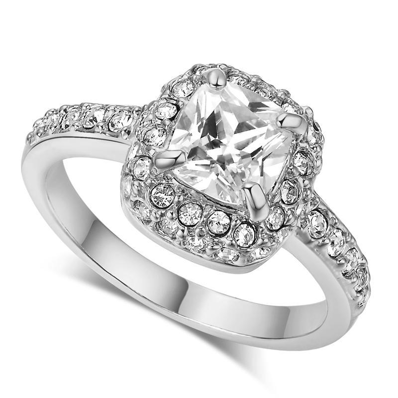 Wedding Rings Sliver Color Princess Cut Zircon Ring Surrounded By Austrian Crystals R027, Slivery;golden
Wedding Rings Sliver Color Princess Cut Zircon Ring Surrounded By Austrian Crystals R027, Slivery;golden