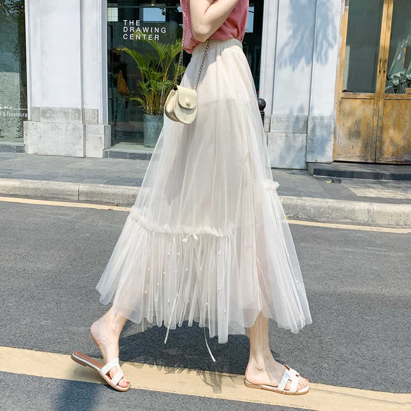 Arrival Summer Women Sweet Cute Elastic Waist A-line Skirt High Waist Mid-calf Patchwork Mesh Long Skirt W357 210608, Black
Arrival Summer Women Sweet Cute Elastic Waist A-line Skirt High Waist Mid-calf Patchwork Mesh Long Skirt W357 210608, Black