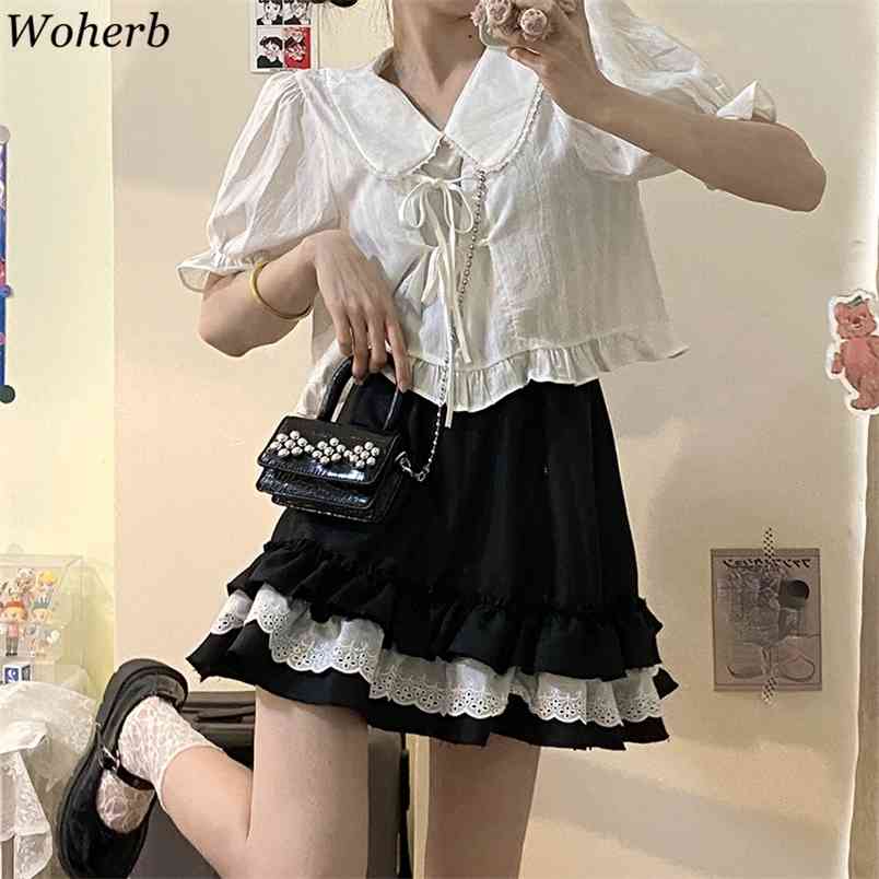 Japanese Kawaii Two Pieces Set Women Bandage Shirt + Mini Pleated Lace Skirts Summer Korean Chic Outfits Suits 210519, White shirt
Japanese Kawaii Two Pieces Set Women Bandage Shirt + Mini Pleated Lace Skirts Summer Korean Chic Outfits Suits 210519, White shirt