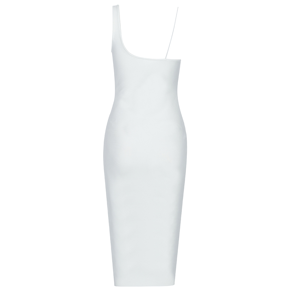 Free Women Bandage Dress White Square Neck Sleeveless Sexy Zipper Split Midi Bodycon Party Vestido 210524