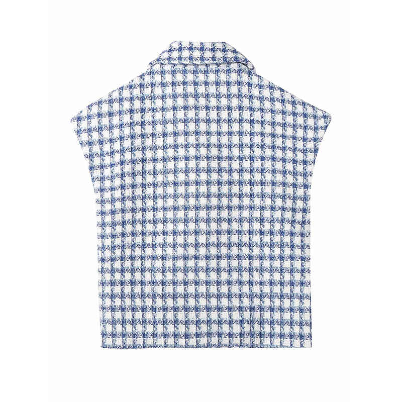 Women Spring/Summer Lapel Single-Breasted Pocket Button Vintage Female Texture Sleeveless Suit Vest 210521