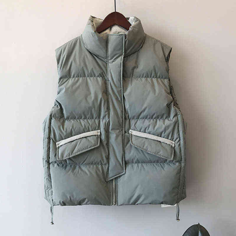 AZYT Cotton Down Women Vest Coat Stripe Thicken Winter Sleeveless Jacket Female Fashion Windproof Warm Waistcoat For 211120