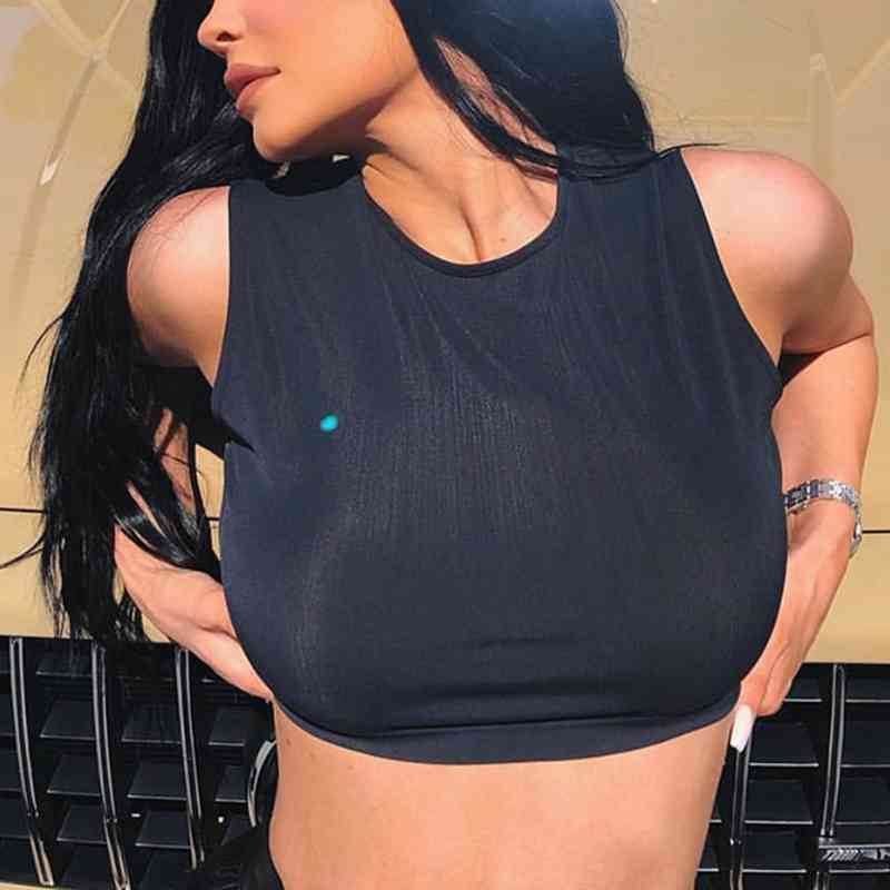 Summer white crop top women sexy tank vintage cute s woman pink black s punk streetwear 210521