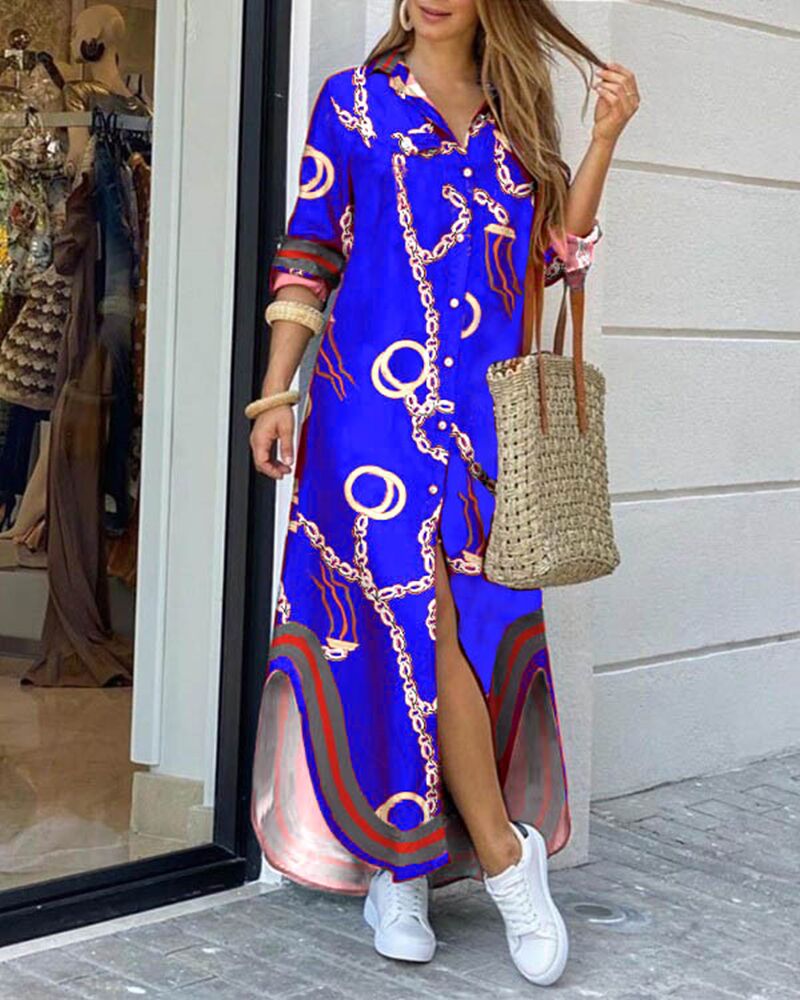 Women fashionable Shirt-style Button Dress Ladies Casual Long Street Dress Large Size Loose Home Commuter Print Dress, Style 1
Women fashionable Shirt-style Button Dress Ladies Casual Long Street Dress Large Size Loose Home Commuter Print Dress, Style 1