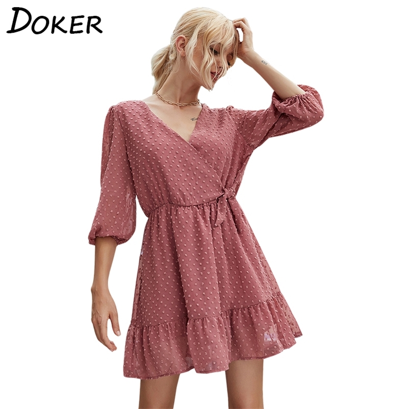Women Chiffon Sexy Mini Dress Summer Fashion Ruffles Three Quarter Sleeve V-neck Casual Boho Beach Ladies Party Dresses Vestidos 210604, Pink
Women Chiffon Sexy Mini Dress Summer Fashion Ruffles Three Quarter Sleeve V-neck Casual Boho Beach Ladies Party Dresses Vestidos 210604, Pink