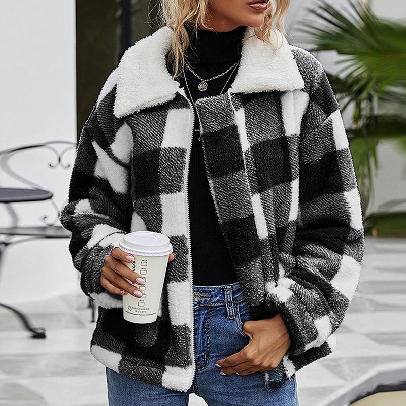 Women' Wool & Blends Fashion Jackets Thermal Coat For Winter Plaid Printed Pattern Zipper Closure Fleece With Pockets Streetwear Outfits, Black
Women' Wool & Blends Fashion Jackets Thermal Coat For Winter Plaid Printed Pattern Zipper Closure Fleece With Pockets Streetwear Outfits, Black