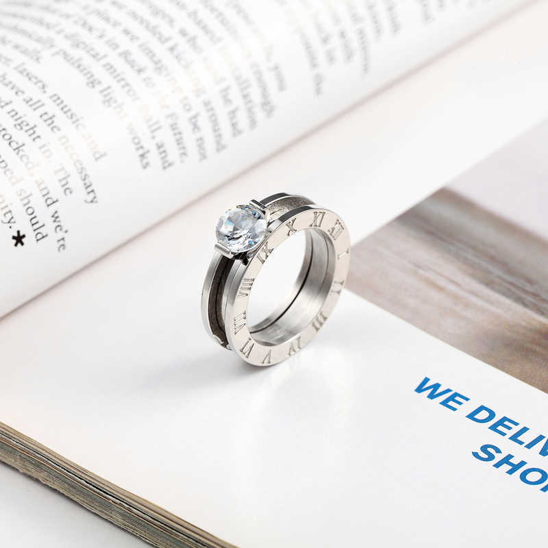 Top Quality Classic Design Can Be Broken Down Into Two Stainless Steel Woman Crystal Rings Lovers Brands Jewelry Rings For Woman X0715