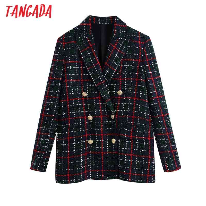 Women Chic Fashion Decorative Metal Check Skirts Vintage High Waist Back Zipper Female BE371 210416