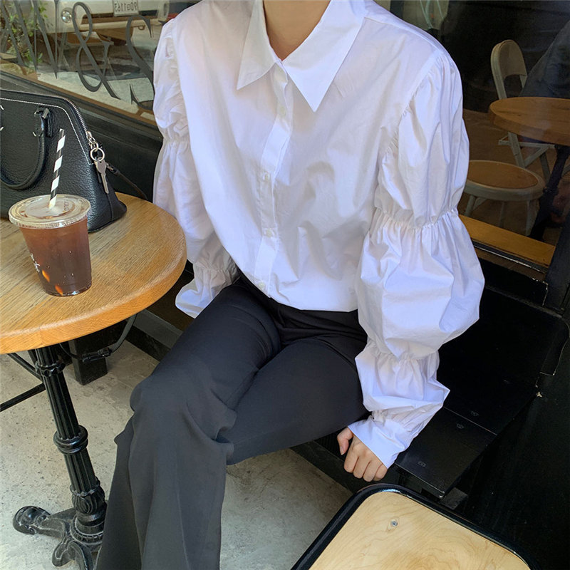 White Chic Casual Spring High Quality Solid Sweet Shirts Vintage Gentle Streetwear Women Elegance Brief Blouses 210421