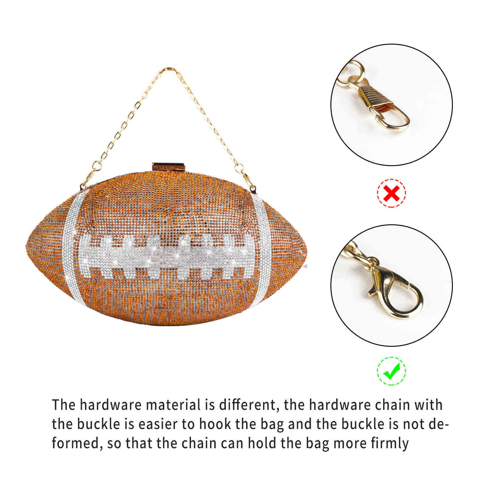 Uniibling Football bag Shape Clutch Purse Handbag with Rhinestone Fashion Women Sparkling Evening Bag for Party Banquet Bolsas Mujer 211106