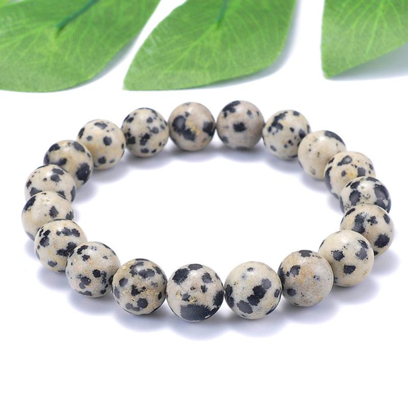 Beaded, Strands Wholesale Natural Blue Spot Grey Bracelet 8 10 MM For Men Women Reiki Prayer Stone Yoga Chakra Pulseras Mujer