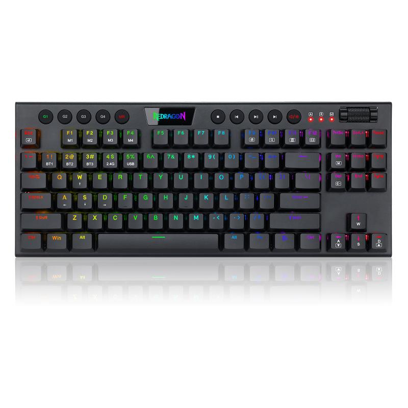 Keyboards Redragon Horus K621 RGB Backlit 87 Key 5.0 BT/2.4 Ghz/Wired Three Modes Ultra-Thin Low Profile Mechanical Keyboard