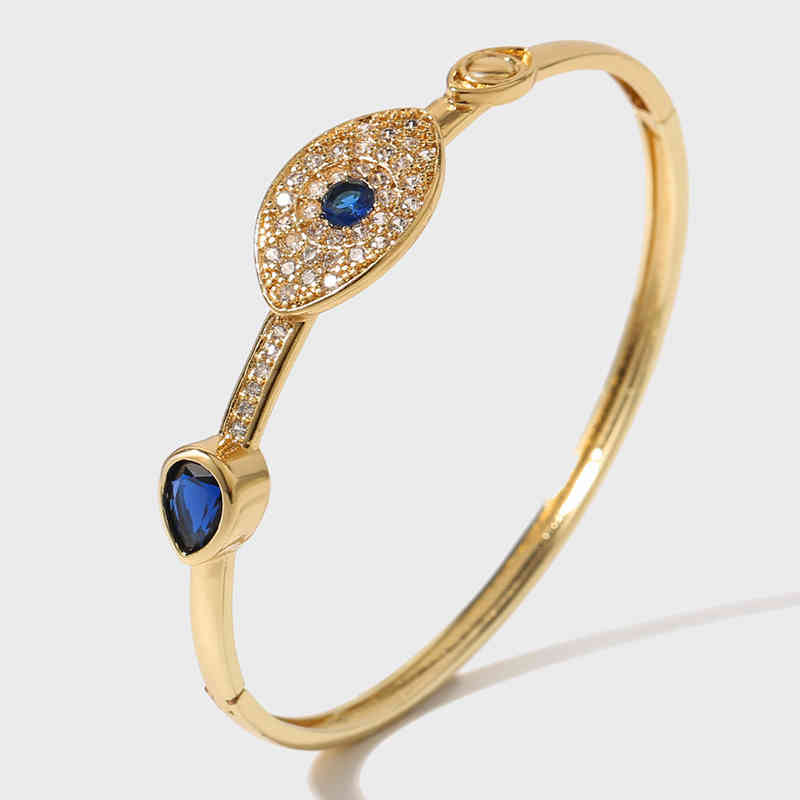 Fashion Ladies Evil Eye Bangles High Quality Cubic Zirconia CZ Zircon Gold Color Metal Copper Bracelets For Women Gift
Fashion Ladies Evil Eye Bangles High Quality Cubic Zirconia CZ Zircon Gold Color Metal Copper Bracelets For Women Gift